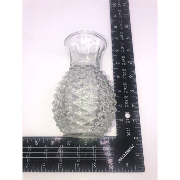 Vase Pineapple Shaped Diamond Point Pressed Glass 5.5" Tall Vintage 1980s FTD - Picture 8 of 8